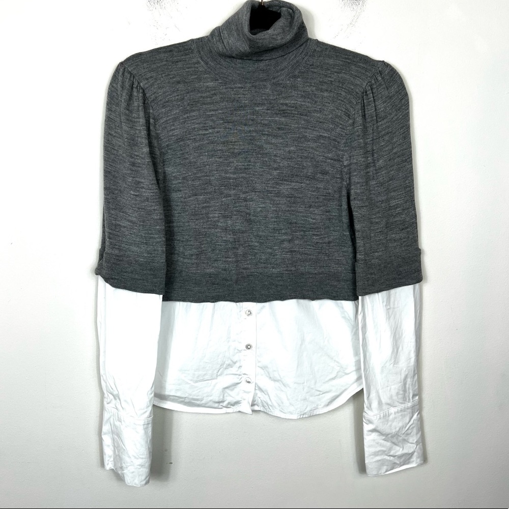 Veronica Beard Gray and White Cowl Neck Sweater